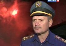 Начальник столичной службы пожаротушения Евгений Чернышев. Важно напомнить, что кадр Вестей.